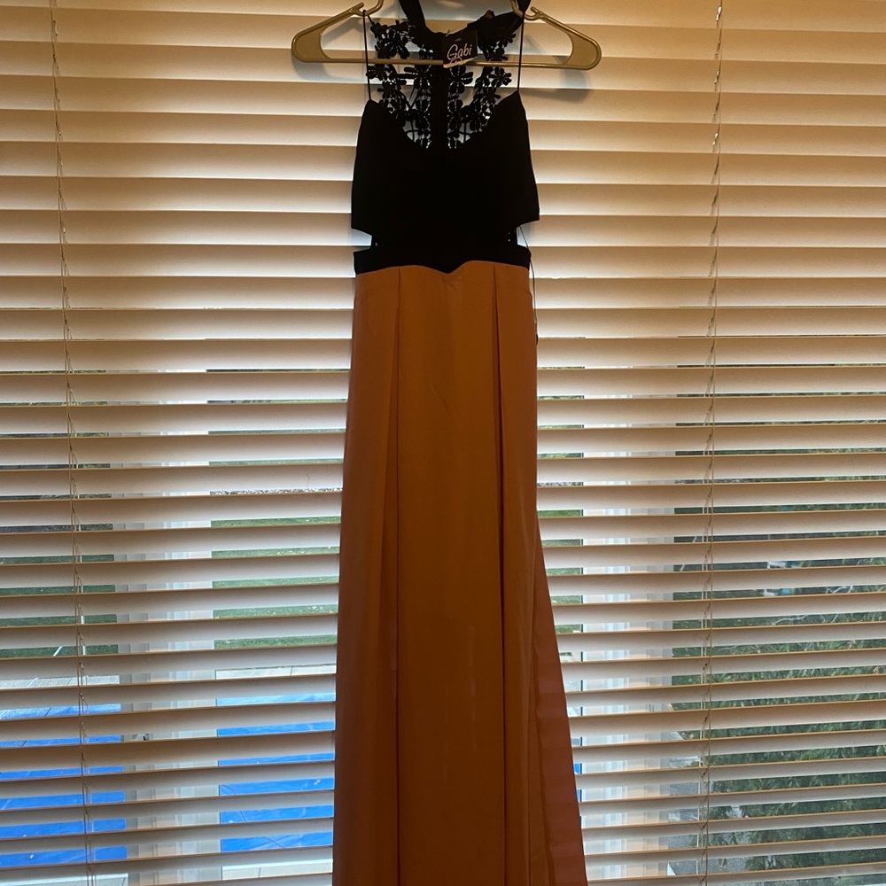 The Vintage Shop Black and Tan Maxi Dress